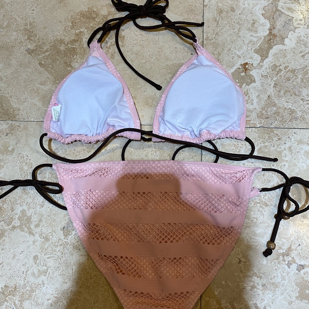 Pink/Brown Bikini. Top size XL , bottom size L.